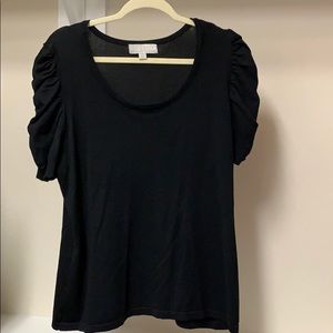 Ruched short sleeve sweater
